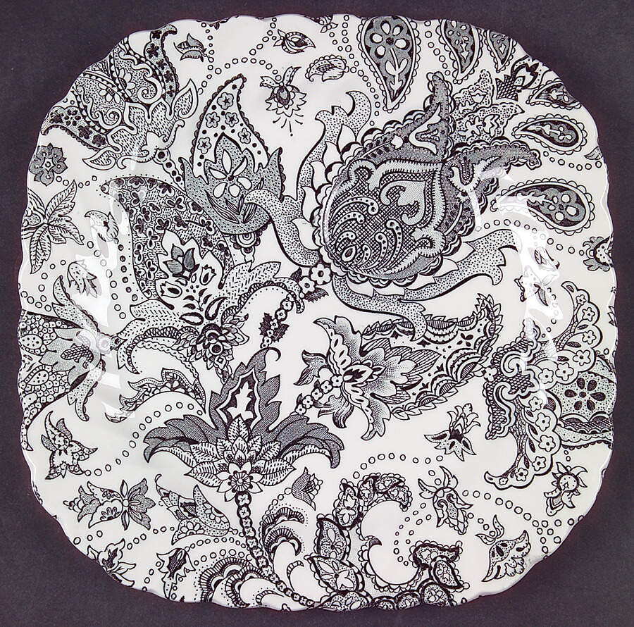 Paisley Black Snack Plate by Johnson Brothers-1