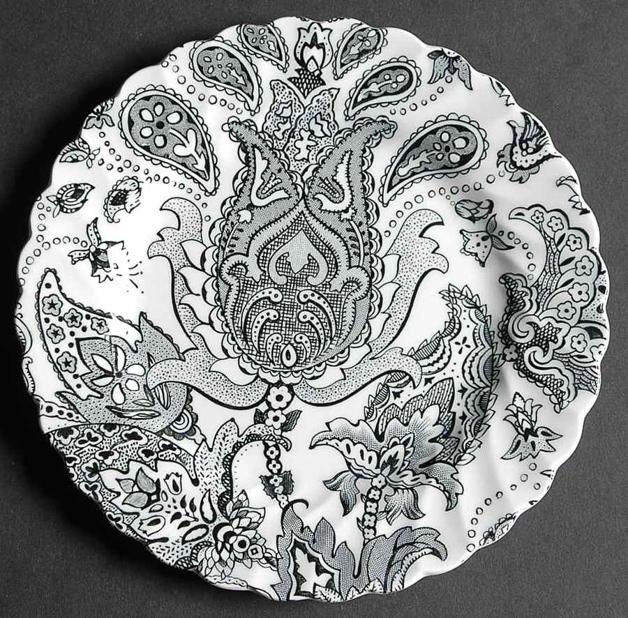 Paisley Black Bread & Butter Plate by Johnson Brothers-1