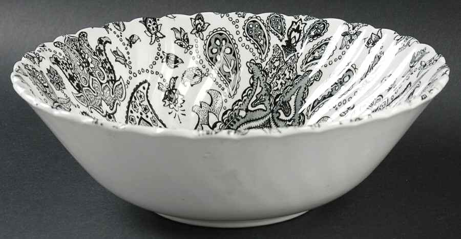 Paisley Black 8" Round Vegetable Bowl by Johnson Brothers-1