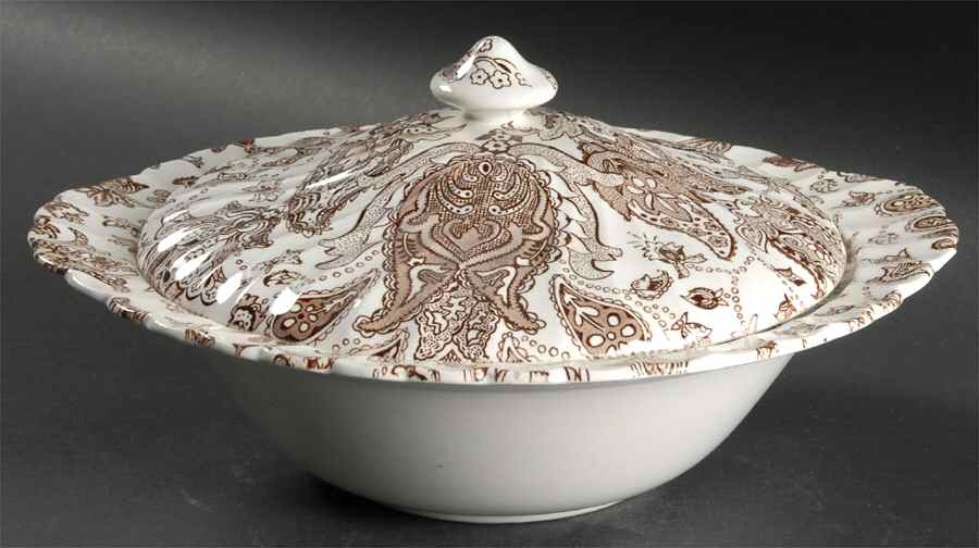 Paisley Brown Round Covered Vegetable by Johnson Brothers-1