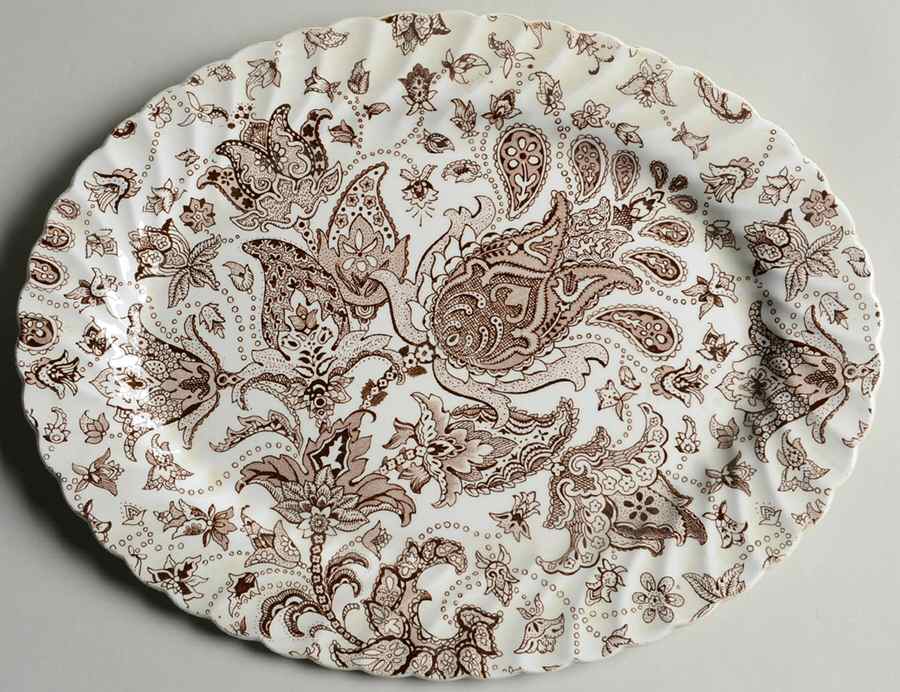 Paisley Brown 12" Oval Serving Platter by Johnson Brothers-1