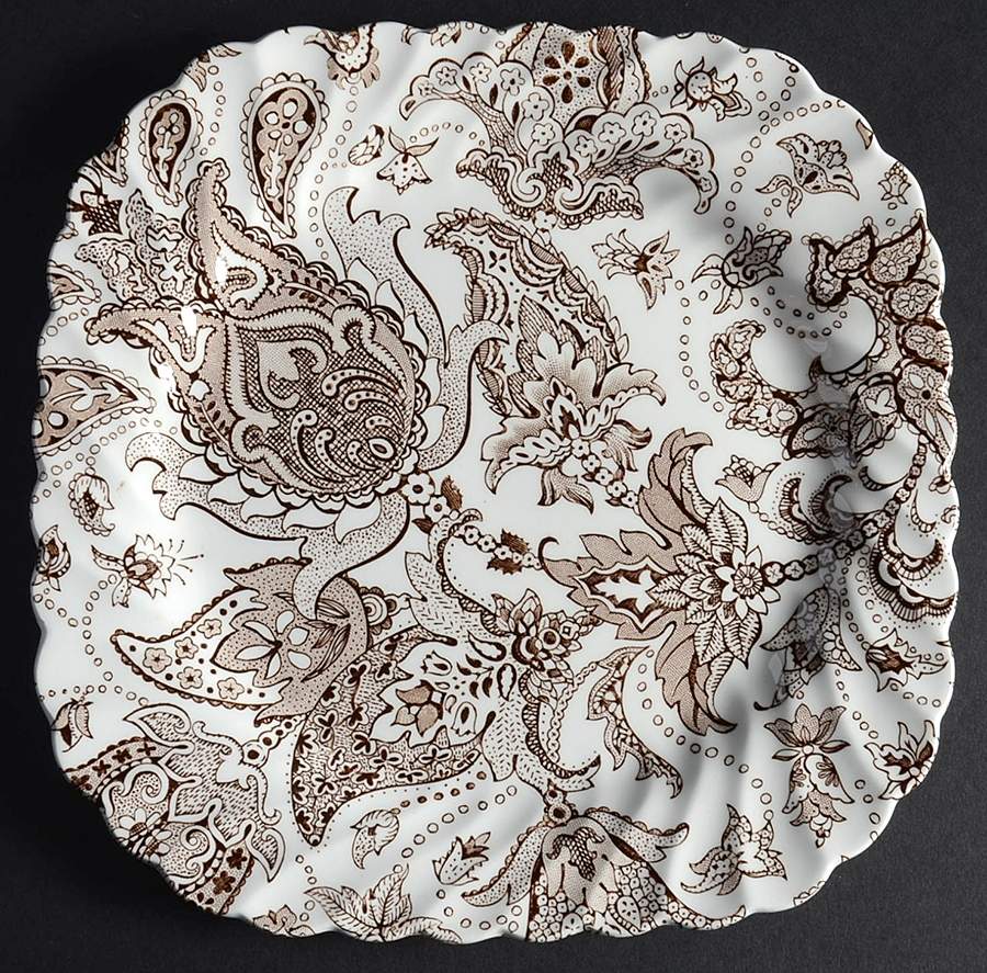 Paisley Brown Square Salad Plate by Johnson Brothers-1