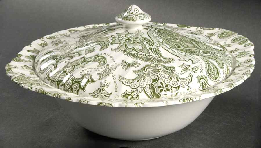 Paisley Green Round Covered Vegetable by Johnson Brothers-1