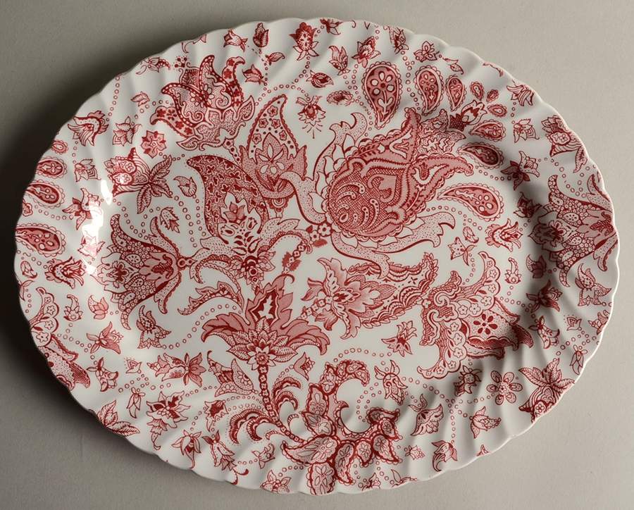 Paisley Red 12" Oval Serving Platter by Johnson Brothers-1