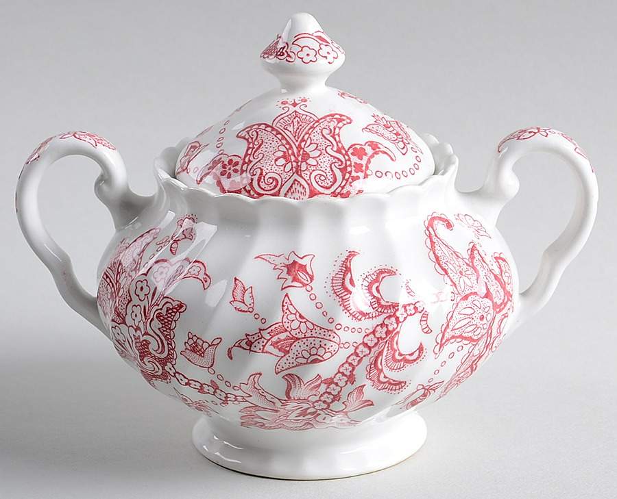Paisley Red Sugar Bowl & Lid by Johnson Brothers-1