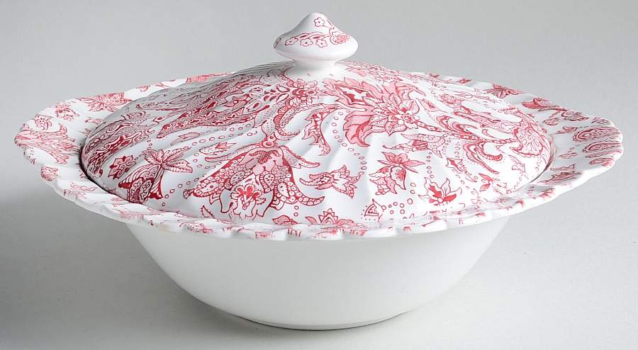 Paisley Red Round Covered Vegetable by Johnson Brothers-1