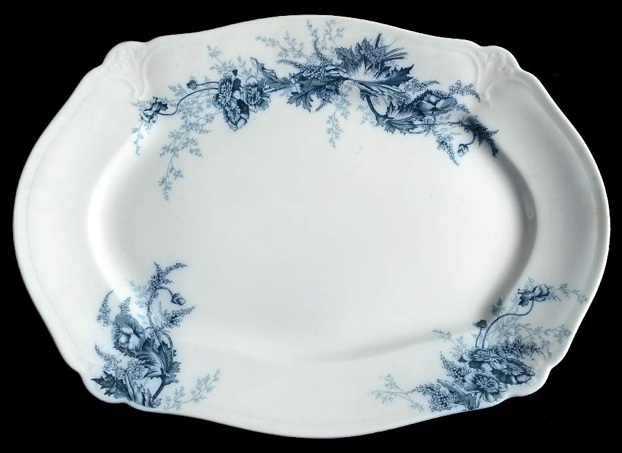 Paris Blue Green 15" Oval Serving Platter by Johnson Brothers-1