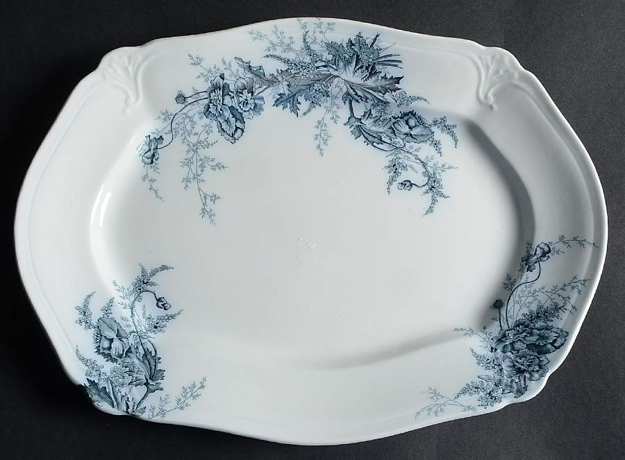Paris Blue Green 13" Oval Serving Platter by Johnson Brothers-1
