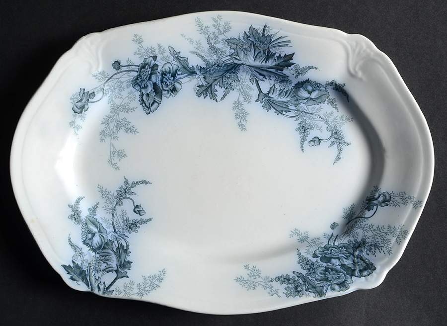 Paris Blue Green 10" Oval Serving Platter by Johnson Brothers-1