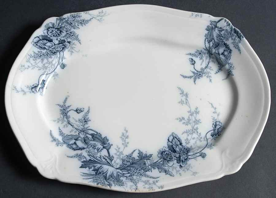 Paris Blue Green 11" Oval Serving Platter by Johnson Brothers-1