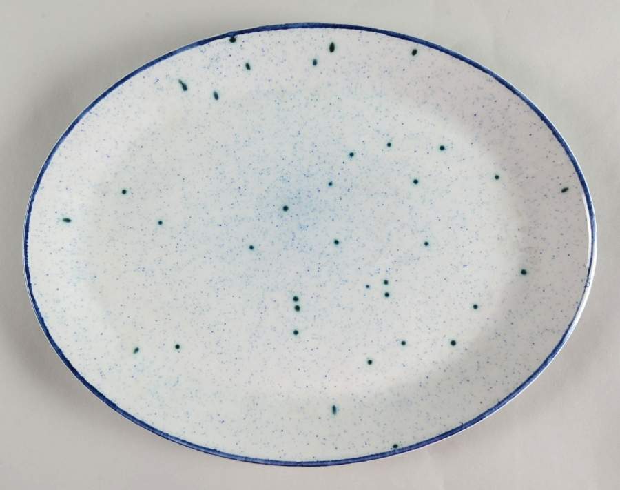 Patio Blue 14" Oval Serving Platter by Johnson Brothers-1