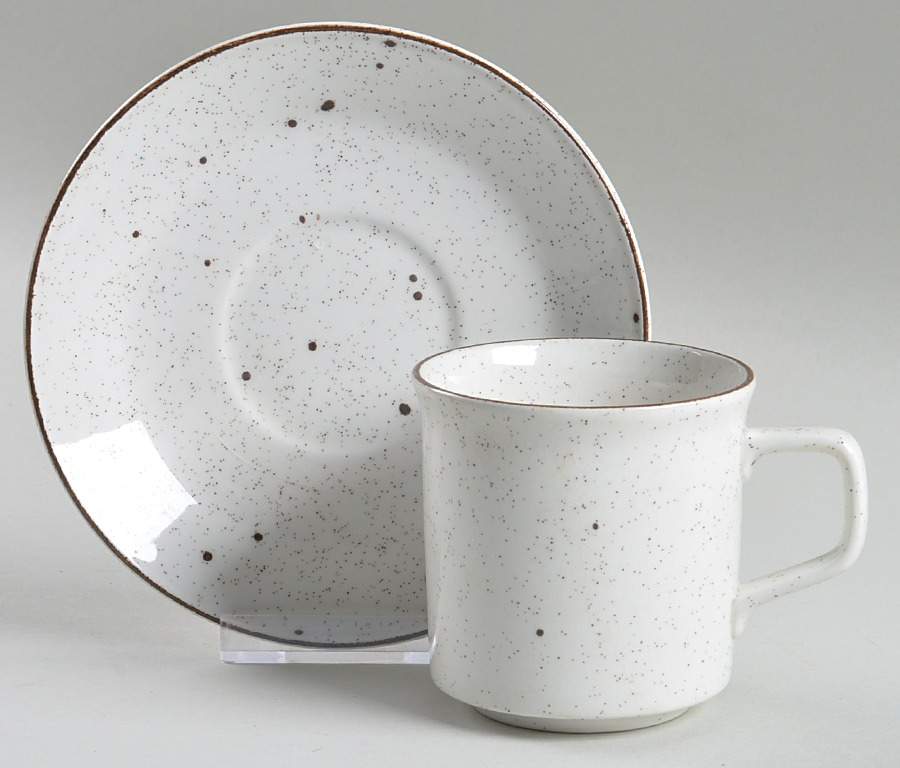 Patio Brown Flat Cup & Saucer Set by Johnson Brothers-1