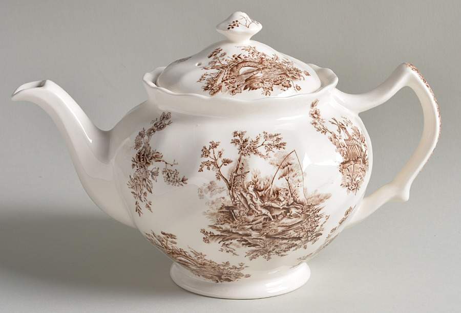 Pastorale Toile De Jouy Brown Teapot & Lid by Johnson Brothers-1
