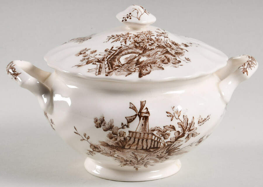 Pastorale Toile De Jouy Brown Sugar Bowl & Lid by Johnson Brothers-1