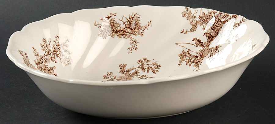 Pastorale Toile De Jouy Brown 8" Oval Vegetable Bowl by Johnson Brothers-1