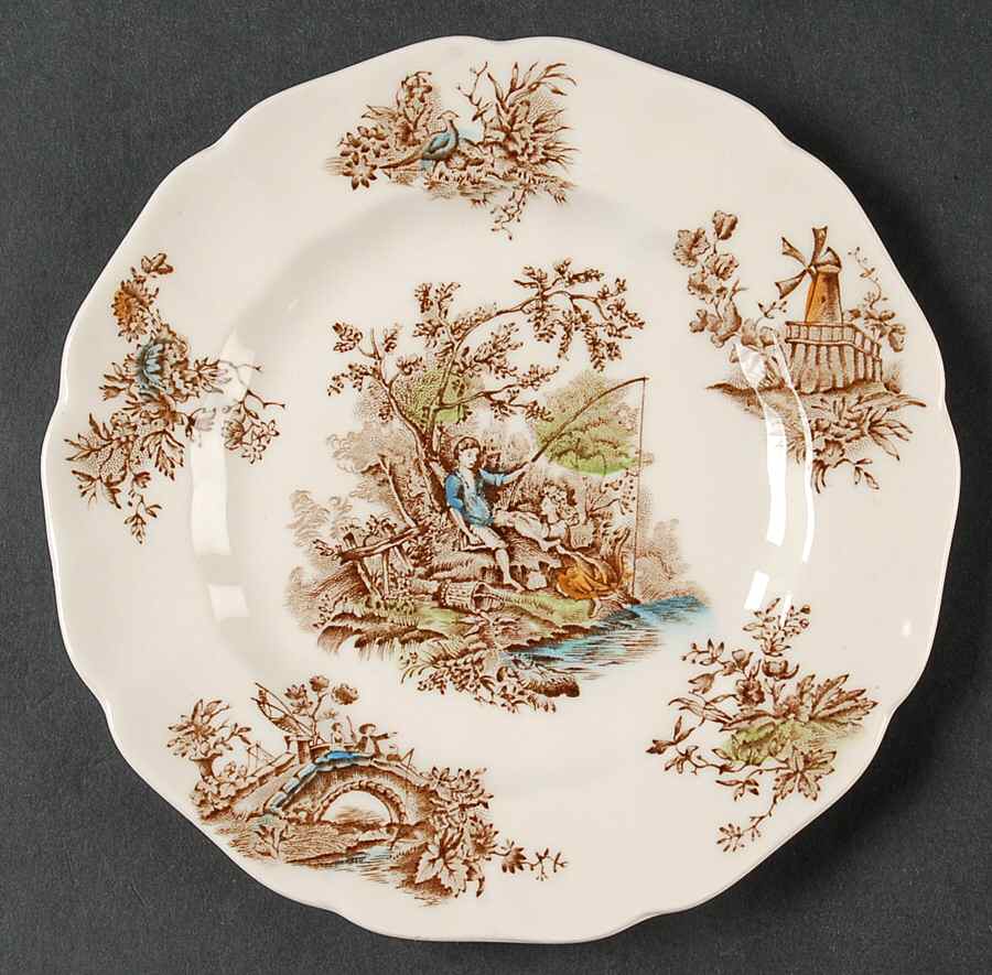 Pastorale Toile De Jouy Brown Multicolor Bread & Butter Plate by Johnson Brothers-1
