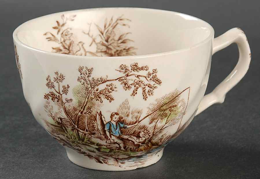 Pastorale Toile De Jouy Brown Multicolor Flat Cup by Johnson Brothers-1