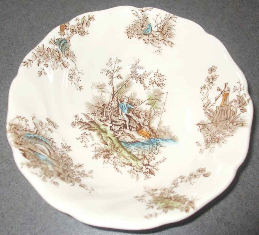 Pastorale Toile De Jouy Brown Multicolor Coupe Cereal Bowl by Johnson Brothers-1