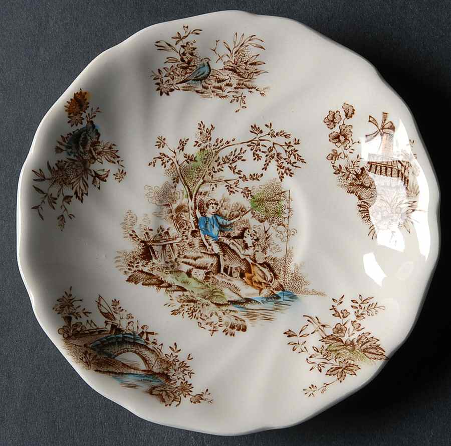 Pastorale Toile De Jouy Brown Multicolor Saucer for Demitasse Cup by Johnson Brothers-1