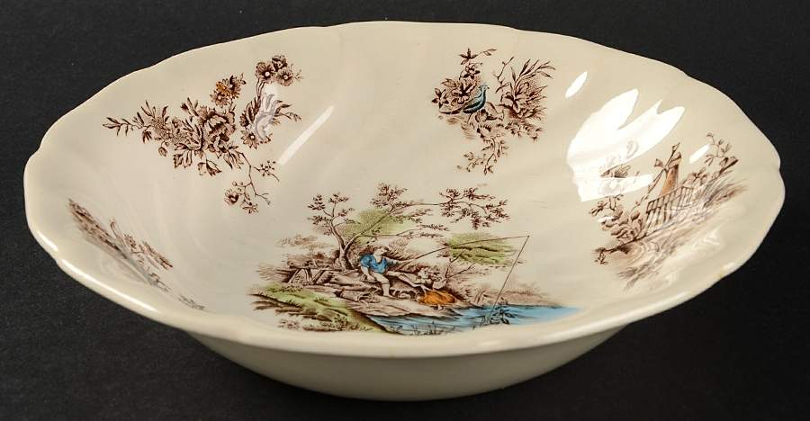 Pastorale Toile De Jouy Brown Multicolor Coupe Soup Bowl by Johnson Brothers-1