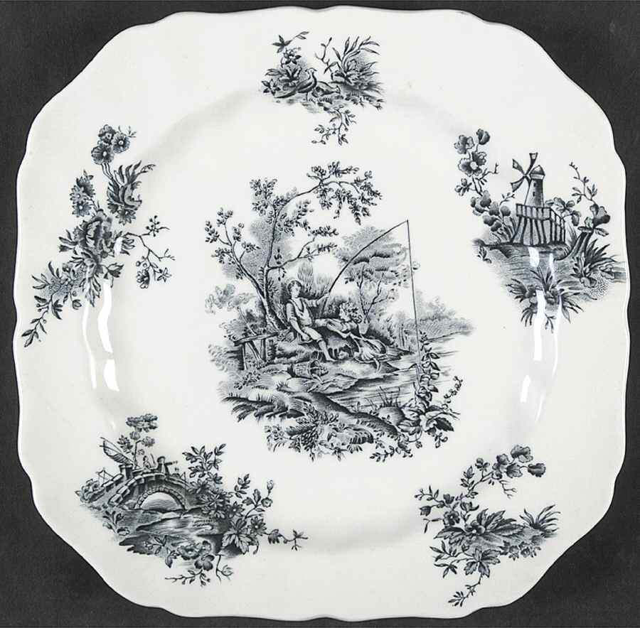 Pastorale Toile De Jouy Green Blue Square Salad Plate by Johnson Brothers-1