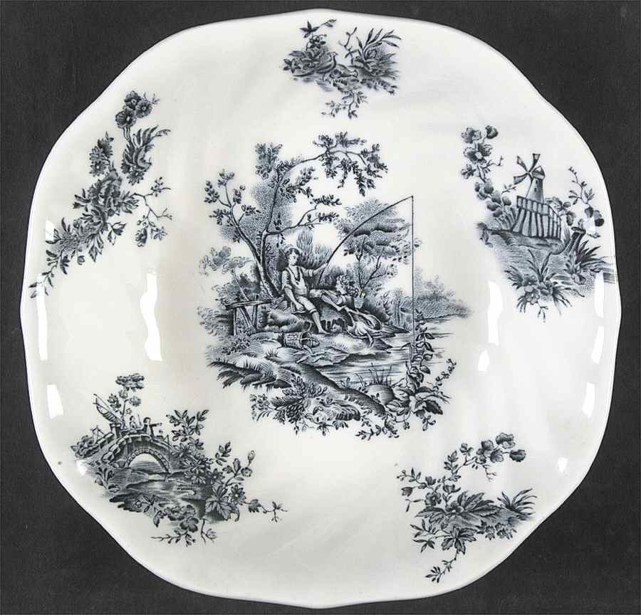 Pastorale Toile De Jouy Green Blue Square Soup Bowl by Johnson Brothers-1