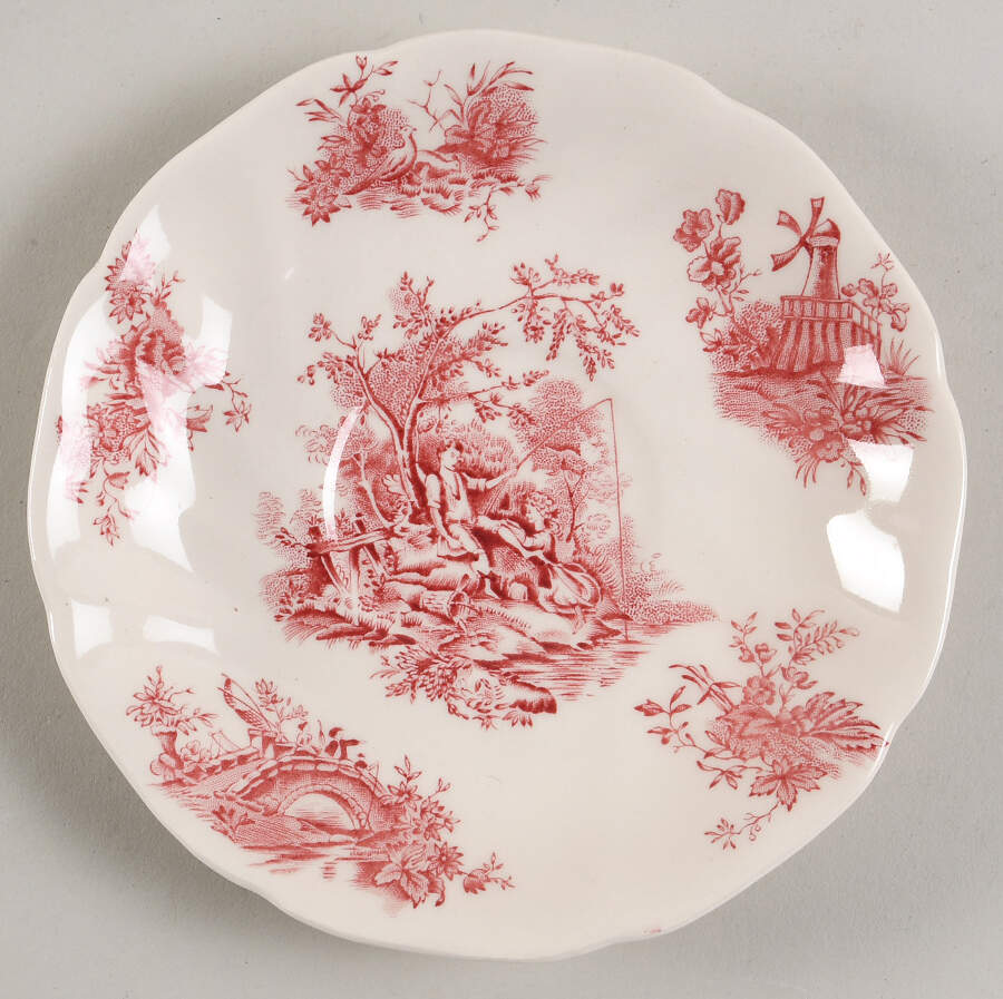 Pastorale Toile De Jouy Pink Saucer by Johnson Brothers-1