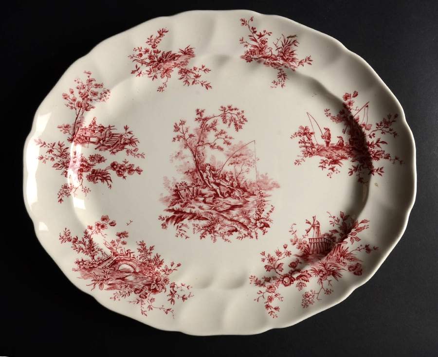 Pastorale Toile De Jouy Pink 13" Oval Serving Platter by Johnson Brothers-1
