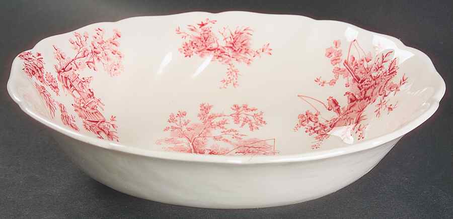 Pastorale Toile De Jouy Pink 8" Oval Vegetable Bowl by Johnson Brothers-1