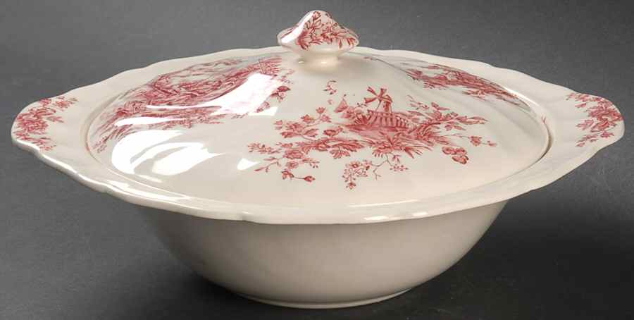 Pastorale Toile De Jouy Pink Round Covered Vegetable by Johnson Brothers-1