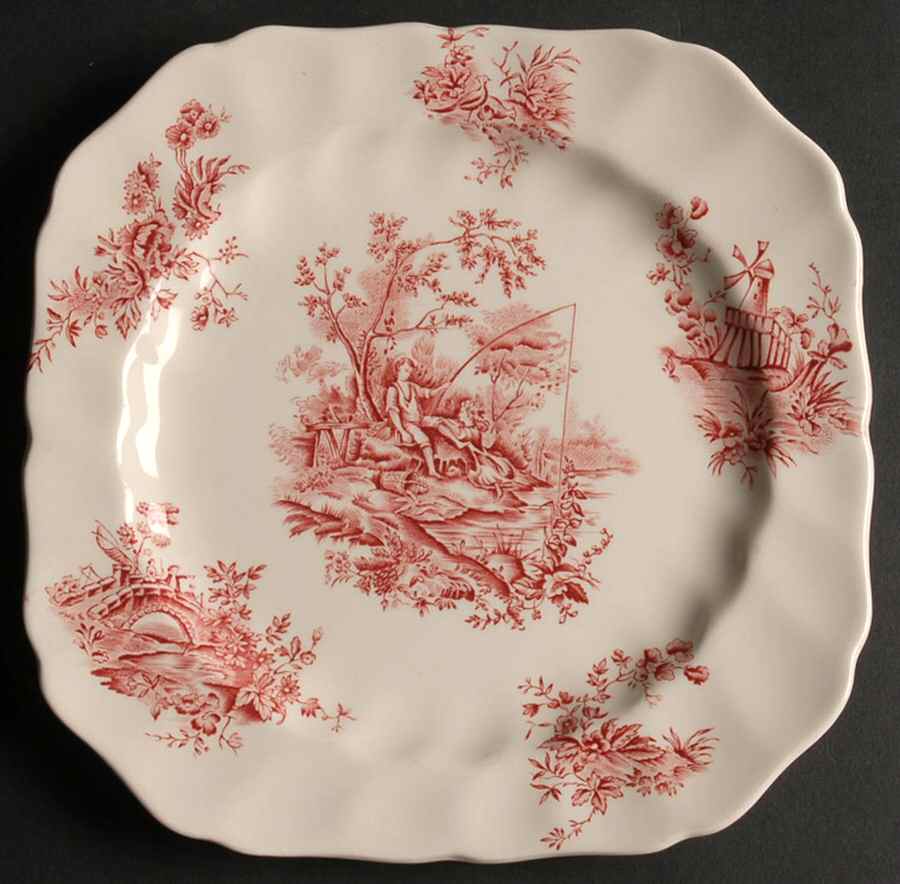 Pastorale Toile De Jouy Pink Square Salad Plate by Johnson Brothers-1