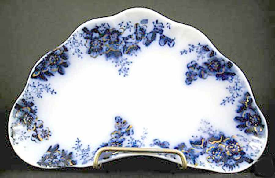 Peach (Flow Blue, Gold Accents) Bone Dish by Johnson Brothers-1
