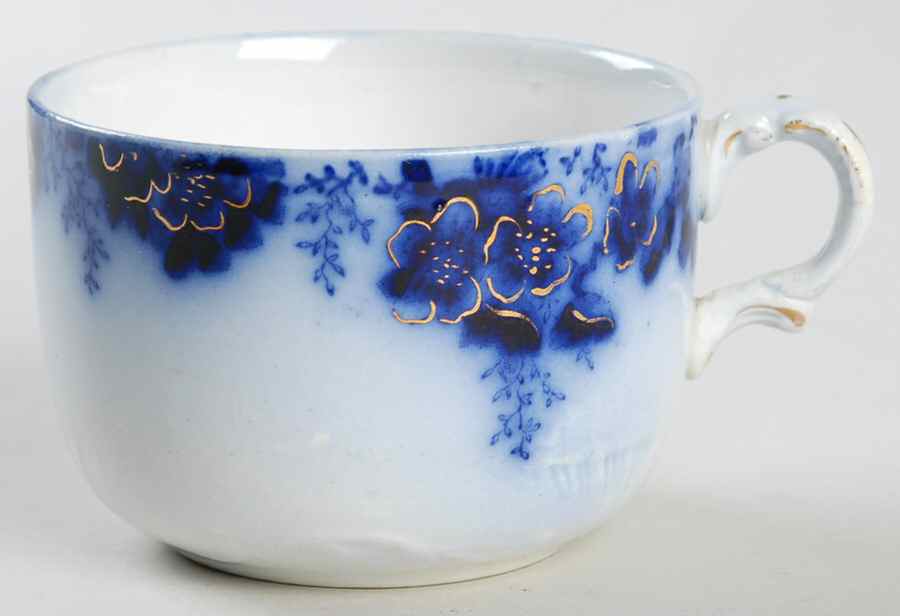 Peach (Flow Blue, Gold Accents) Flat Cup by Johnson Brothers-1