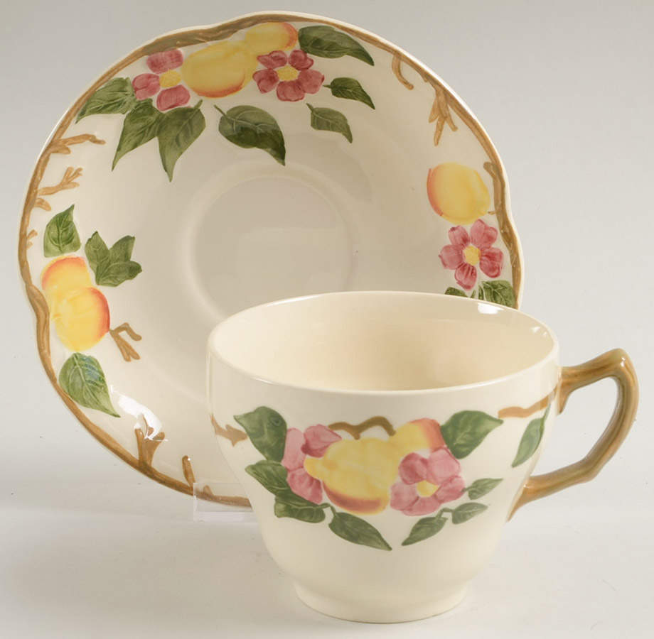 Peach Bloom Flat Cup & Saucer Set by Johnson Brothers-1