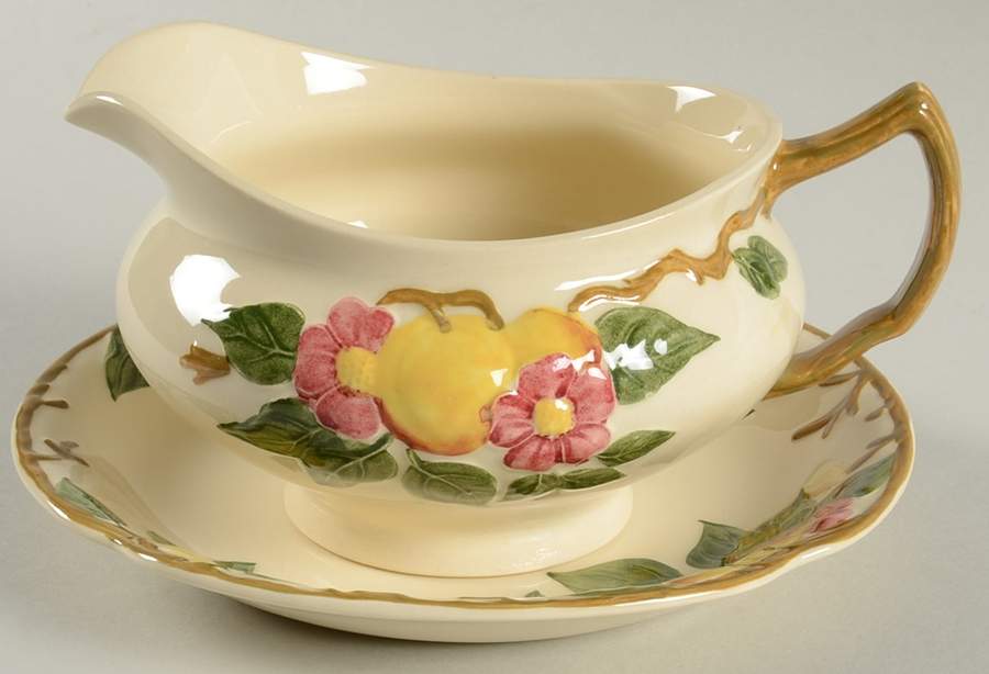 Peach Bloom Gravy Boat & Underplate by Johnson Brothers-1