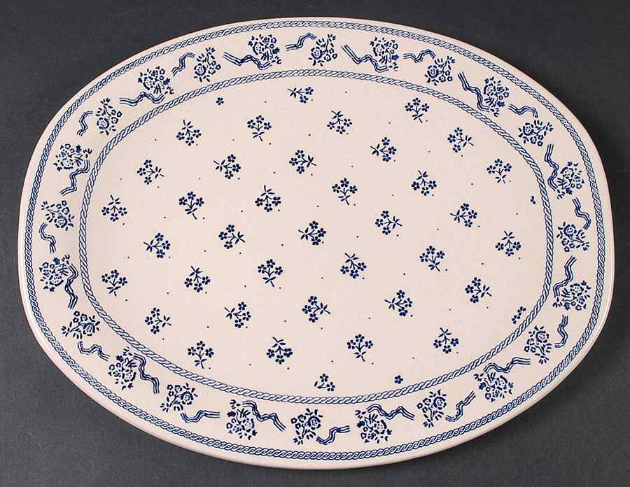 Petite Fleur Blue 12" Oval Serving Platter by Johnson Brothers-1