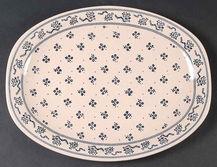 Petite Fleur Blue 13" Oval Serving Platter by Johnson Brothers-1
