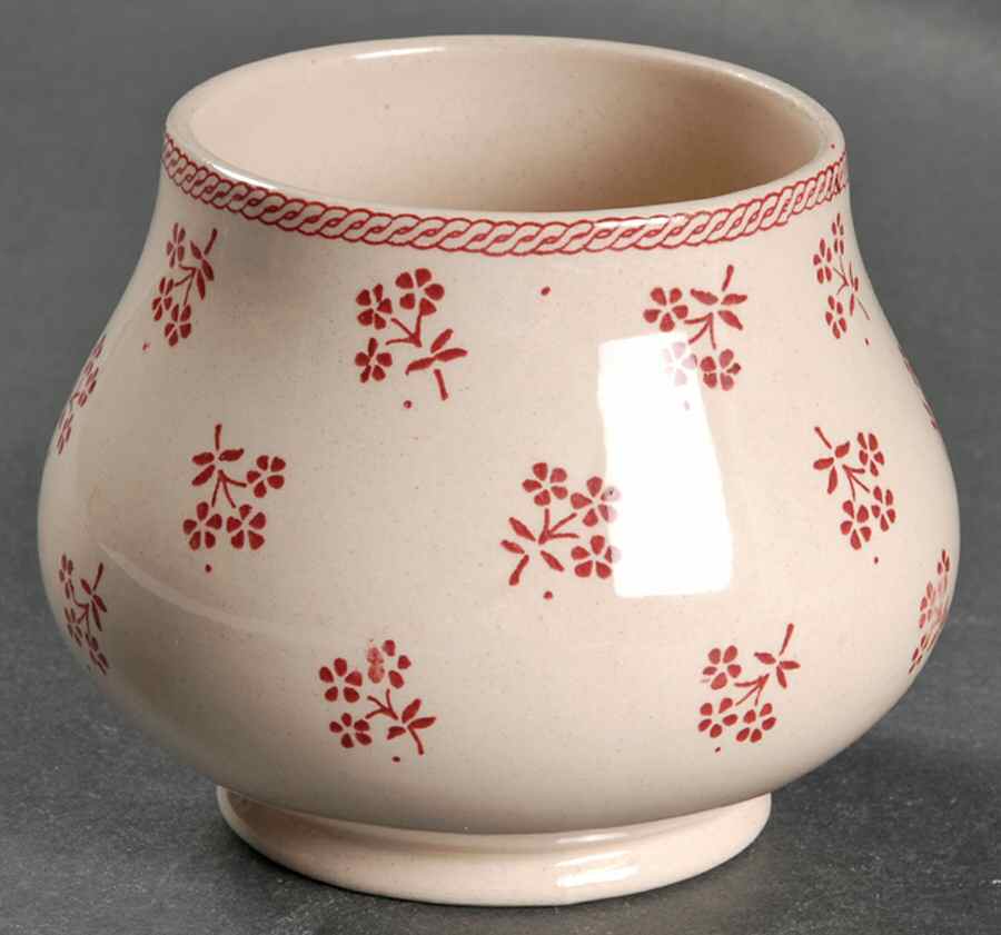 Petite Fleur Burgundy Pink Sugar Bowl No Lid by Johnson Brothers-1