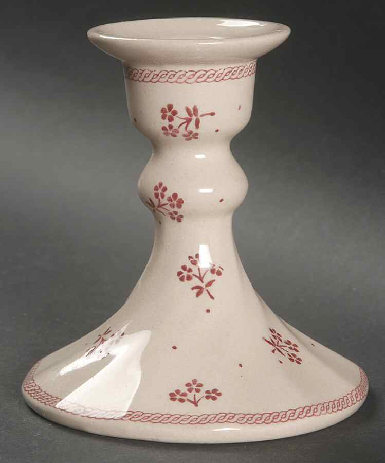 Petite Fleur Burgundy Pink Small Candlestick by Johnson Brothers-1