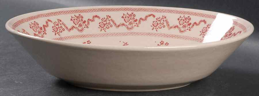 Petite Fleur Burgundy Pink 9" Oval Vegetable Bowl by Johnson Brothers-1