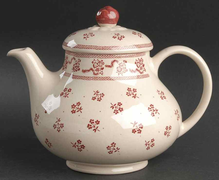 Petite Fleur Burgundy Pink Teapot & Lid by Johnson Brothers-1
