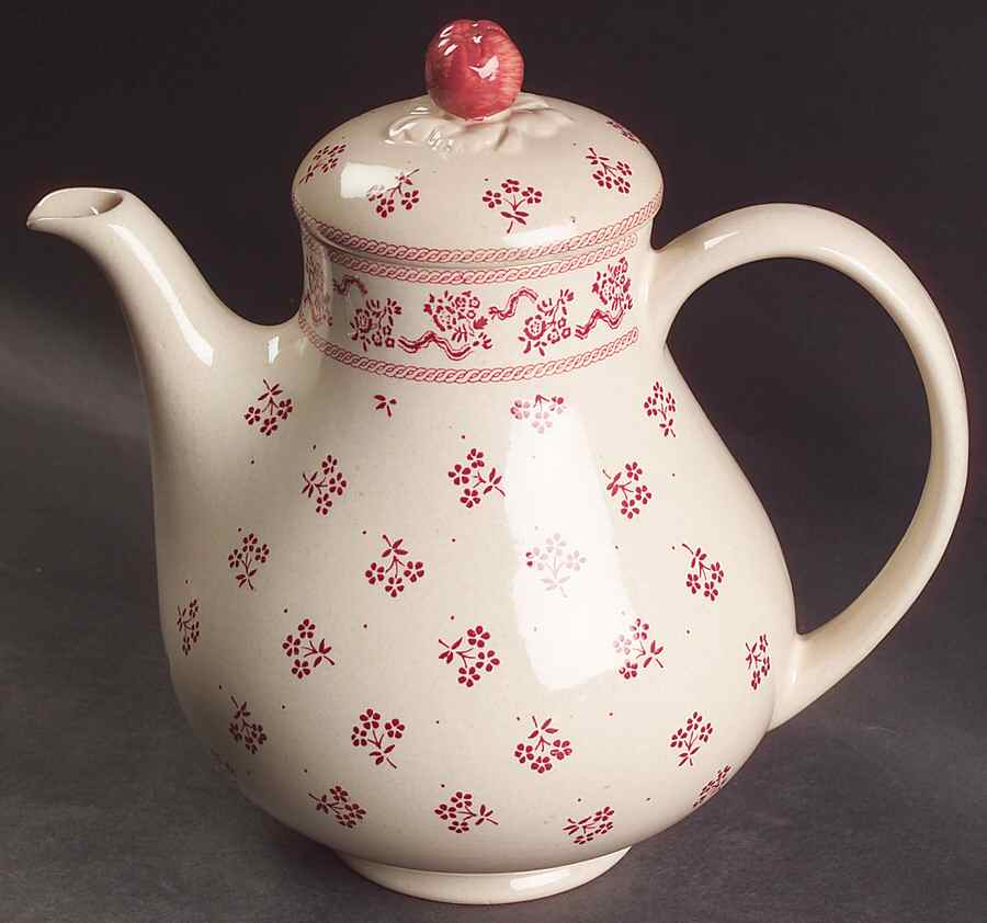 Petite Fleur Burgundy Pink Coffee Pot & Lid by Johnson Brothers-1