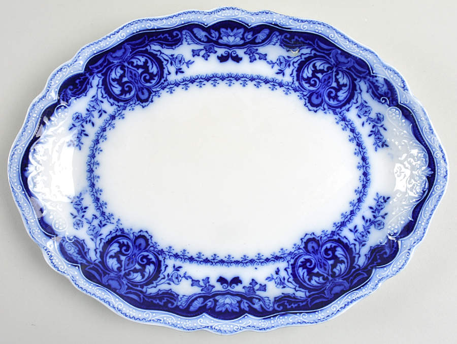 Persian (Flow Blue) 12" Oval Serving Platter by Johnson Brothers-1