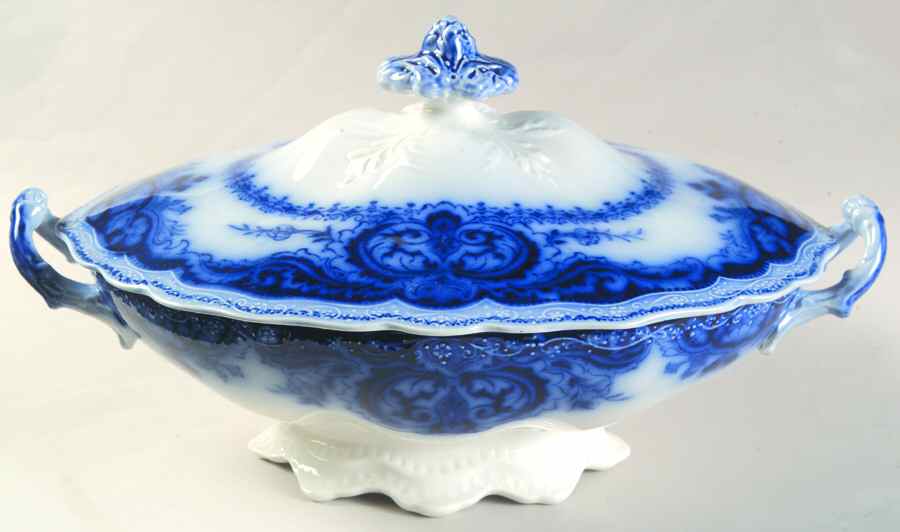 Persian (Flow Blue) Oval Covered Vegetable by Johnson Brothers-1