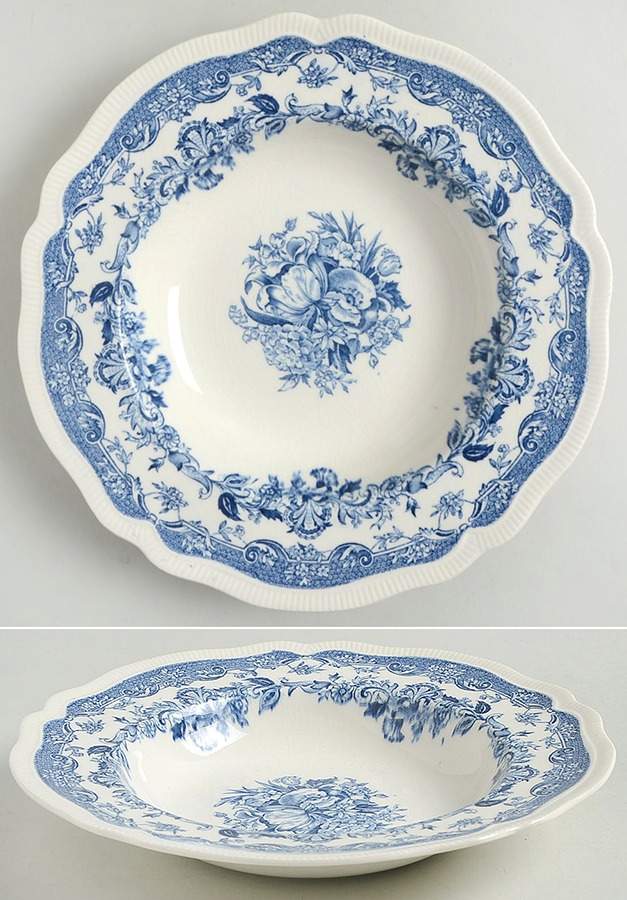 Persian Tulip Blue Rim Soup Bowl by Johnson Brothers-1