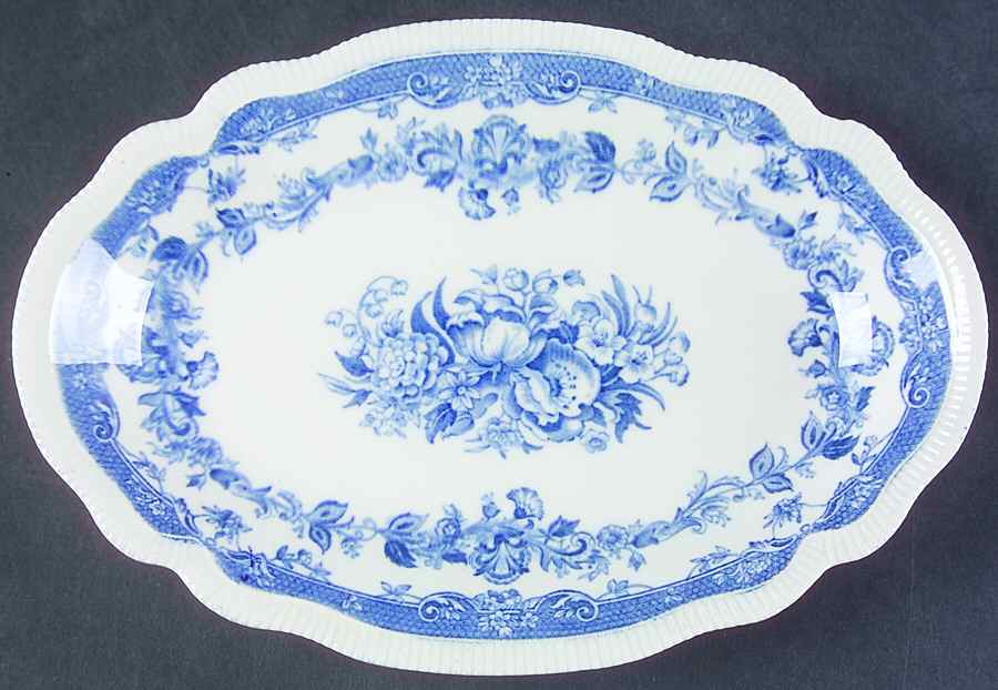 Persian Tulip Blue Relish/Gravy Underplate by Johnson Brothers-1