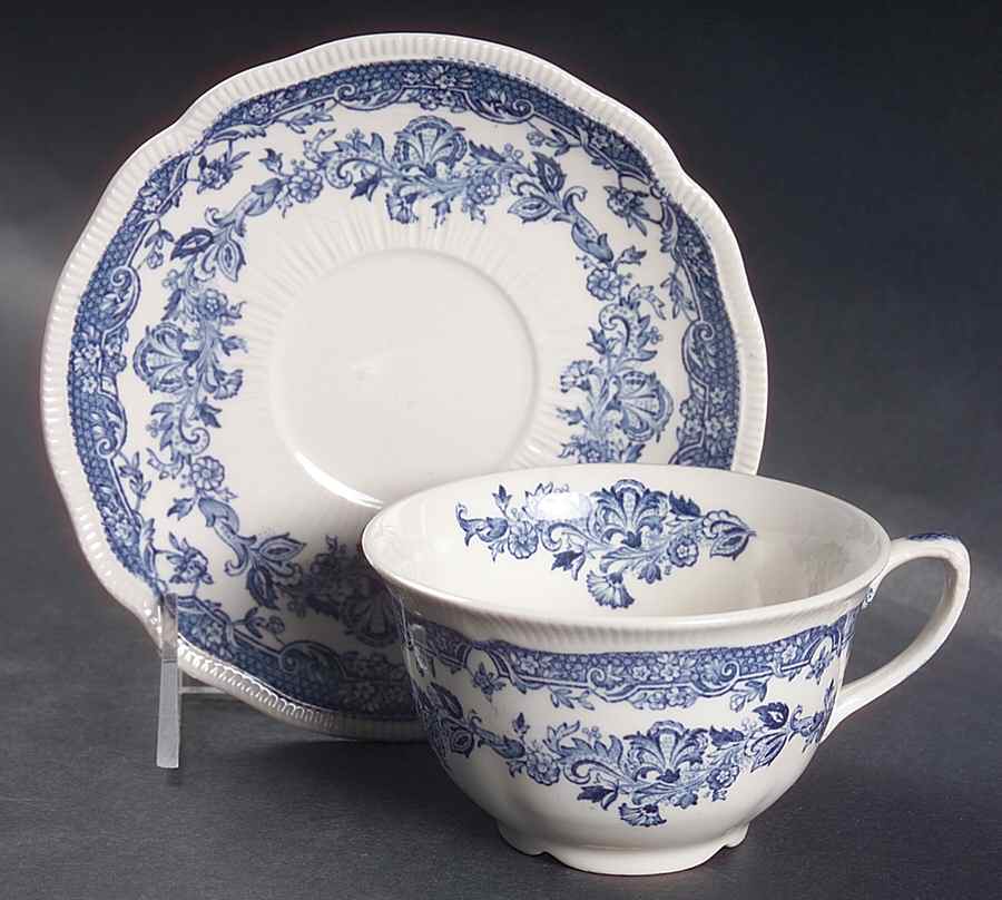 Persian Tulip Blue Flat Cup & Saucer Set by Johnson Brothers-1