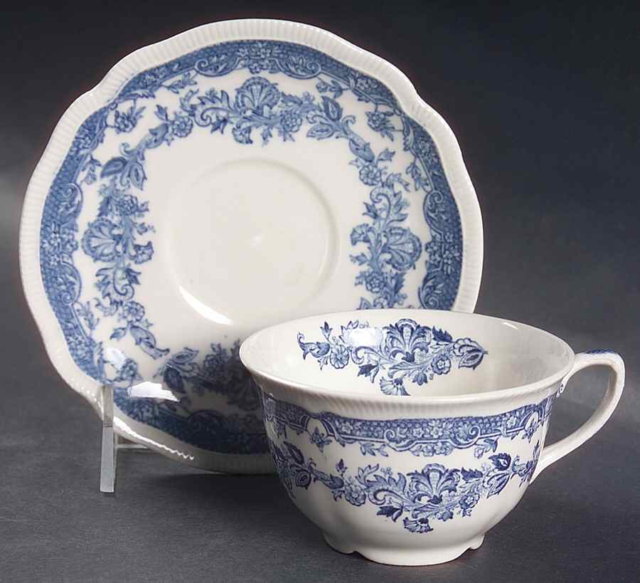 Persian Tulip Blue Flat Cup & Saucer Set by Johnson Brothers-1