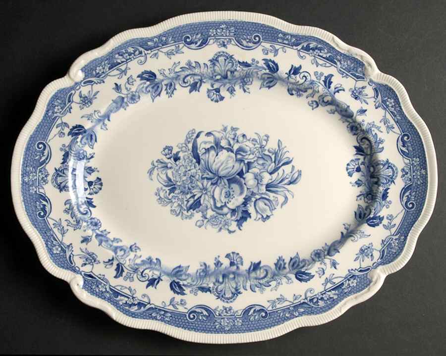 Persian Tulip Blue 14" Oval Serving Platter by Johnson Brothers-1