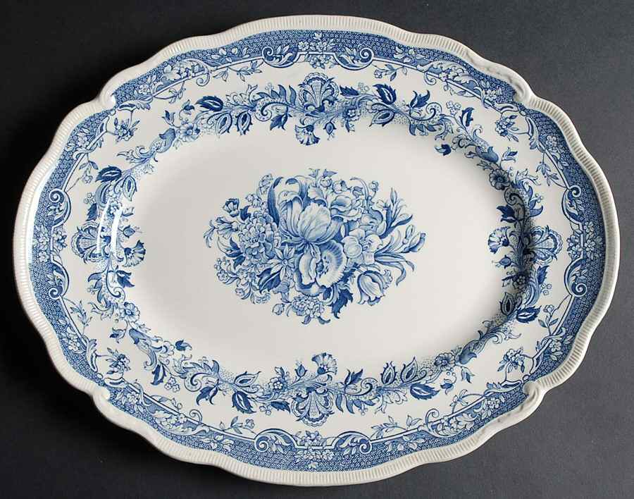 Persian Tulip Blue 15" Oval Serving Platter by Johnson Brothers-1